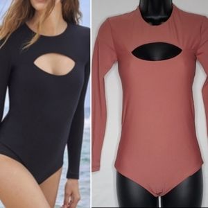 Mikoh Lunar One Piece. Lychee Color Sleek One Piece Bodysuit